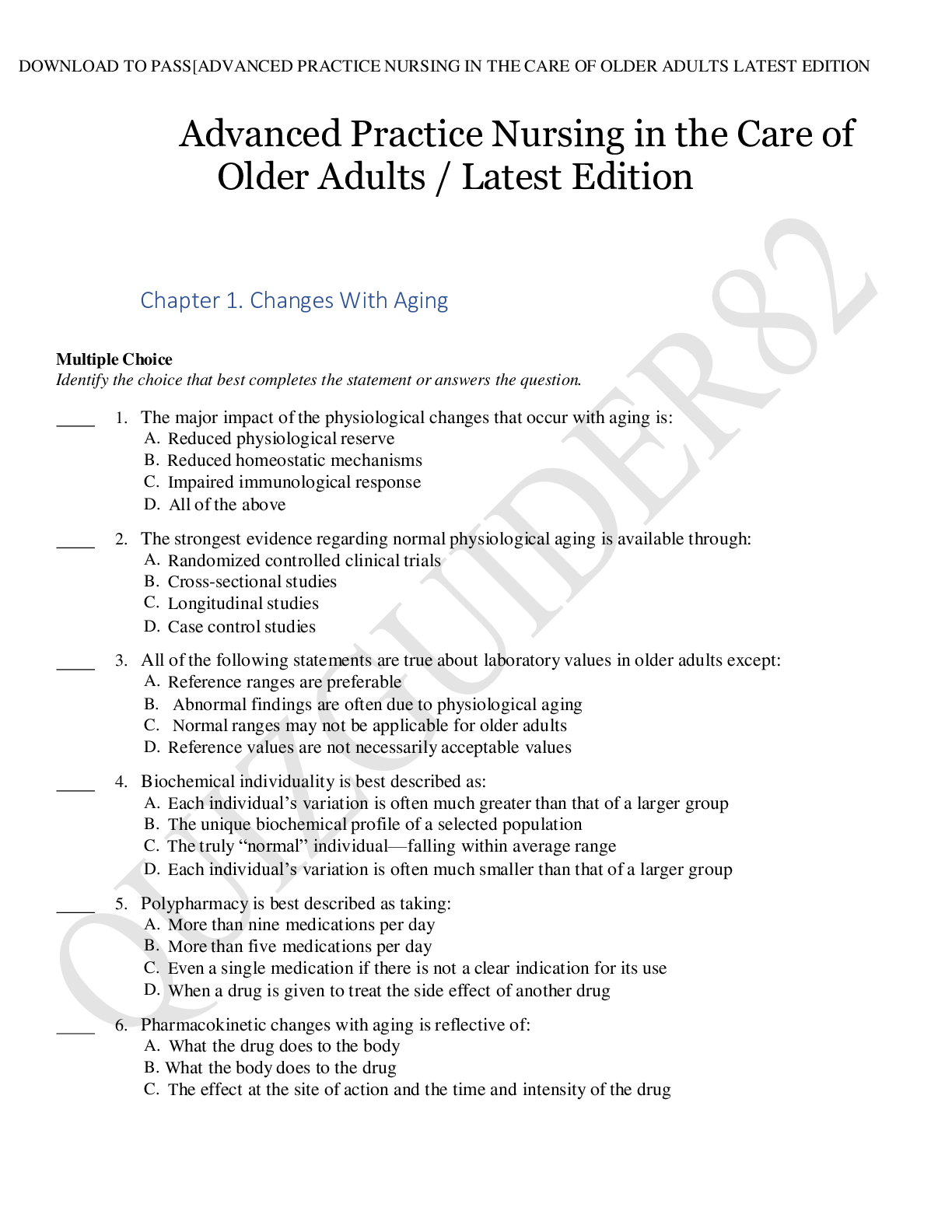 Preview image for Advanced Practice Nursing in the Care of Older Adults  Latest Edition LATEST 2022-2023